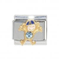 Little boy birthstone - March - Aquamarine 9mm Italian Charm