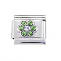 August Small Flower Birthstone - Peridot - 9mm Italian charm