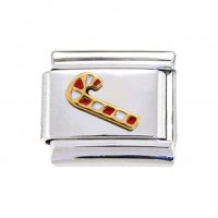 Candy Cane enamel 9mm Italian charm - classic bracelet