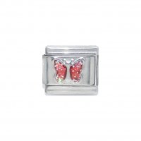 July Sparkly butterfly Birthmonth - Ruby 9mm Italian charm