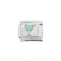 Blue Martini glass 9mm Italian charm - fits classic bracelets