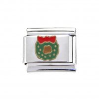 Christmas wreath 9mm enamel - enamel 9mm Italian charm