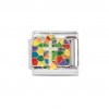 White Cross on stained glass window - enamel Italian charm