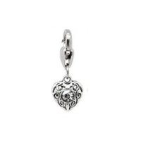 Clip on charm - Birthstone Heart dangle - April