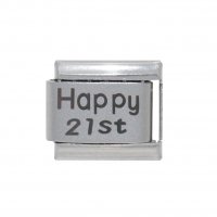 Happy 21st plain laser - 9mm classic Italian charm