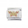Goldtone butterfly with pink spots - enamel 9mm Italian charm