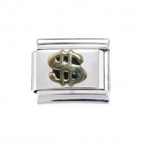 Big Dollar sign - 9mm enamel Italian charm