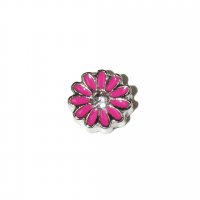 Small pink flower with clear stone 7mm floating locket charm