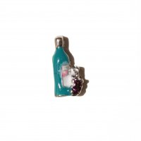 Wine bottle and grapes 8mm floating locket charm