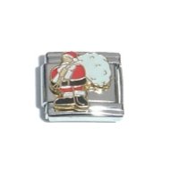 Santa with sack of toys - enamel 9mm Italian charm