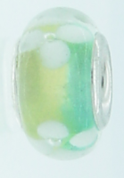 EB233 - Green and yellow bead with white flower