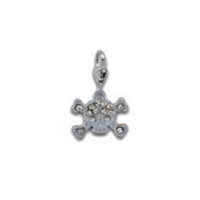 Rhinestone skull and crossbones - clip on charm