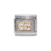 Rectangle with clear stones - 9mm Italian charm