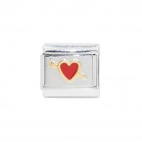 Small Red Heart with arrow - 9mm Italian charm