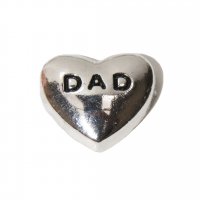 Dad on silvertone heart 8mm Floating locket charm