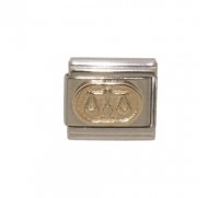 Libra Gold Oval (b) enamel charm (24/9-23/10) 9mm Italian charm