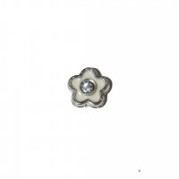 Small white flower with clear stone 5mm floating locket charm