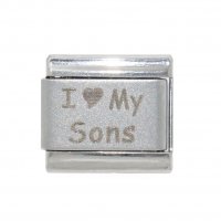 I love my sons - plain laser 9mm Italian charm