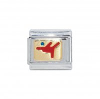 Red Gymnast on gold - 9mm enamel Italian charm