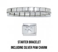18 Link Shiny Starter bracelet including Silver paw print Charm