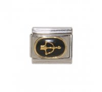 Sagittarius black oval charm - (23/11-21/12) 9mm Italian charm