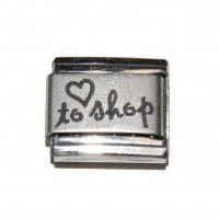 Love to shop - plain laser with heart 9mm Italian Charm