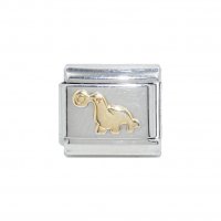 Sea lion gold coloured - enamel 9mm Italian charm