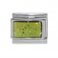 Sparkly rectangle birthmonth - August Peridot 9mm Italian charm