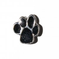 Small Black pawprint 6mm floating charm