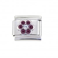 February Small Flower Birthstone - Amethyst - 9mm Italian charm