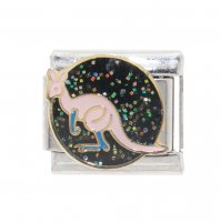 Kangaroo on sparkly background - 9mm Italian charm