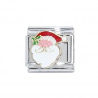 Santa face with Holly - enamel 9mm Italian charm