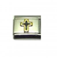 Black cross (b) - 9mm enamel Italian charm