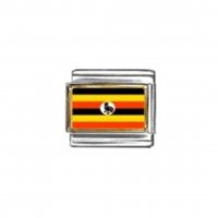 Flag - Uganda photo enamel 9mm Italian charm