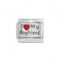 I love my boyfriend - red heart laser - 9mm Italian Charm