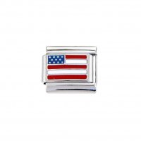 Flag - USA - enamel 9mm Italian charm