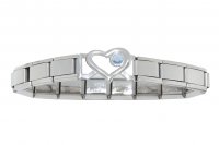 Small Open Heart link bracelet 9mm Italian charm - December