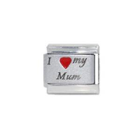 I love my Mum - New Red Heart Laser 9mm Italian charm