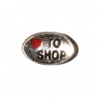 Love to shop on gold background 7mm floating locket charm