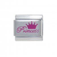 Princess with crown pink laser 9mm Italian charm