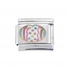 White patterned Easter egg - enamel 9mm Italian charm