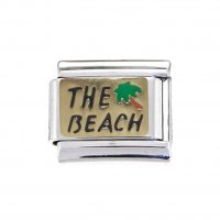 The Beach on gold background 9mm Italian charm