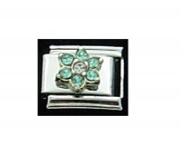 March Flower New Birthstone - Aquamarine - 9mm Italian charm