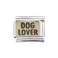 Dog lover black on gold background - 9mm Italian charm