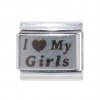 I love my girls - plain laser 9mm Italian charm