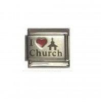 I love Church - 9mm red heart Laser Italian Charm