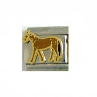 Brown horse - enamel 9mm Italian charm