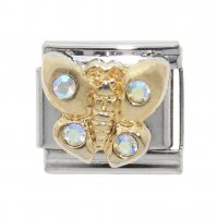 Butterfly with 4 stones (b) - 9mm Enamel Italian Charm