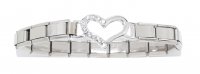 Open heart with clear rhinestones on SHINY bracelet