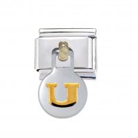 Dangle letter - U - 9mm classic Italian charm